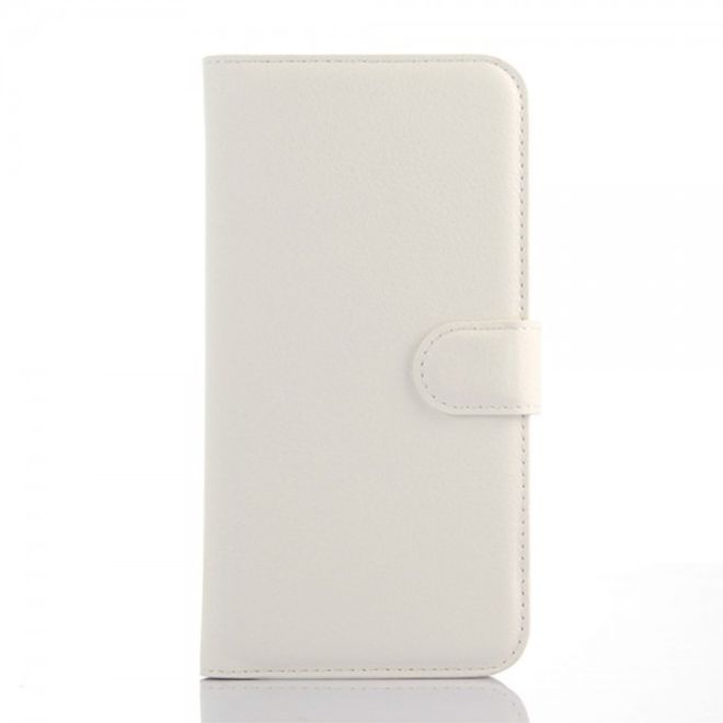 Alcatel One Touch Idol 3 5.5 Leder Case mit Litchitextur und Kreditkartenslots - weiss
