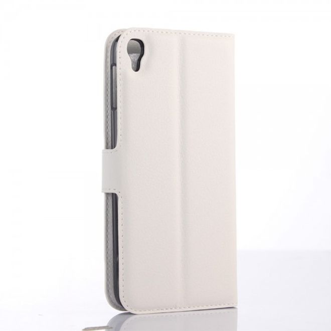 Alcatel One Touch Idol 3 5.5 Leder Case mit Litchitextur und Kreditkartenslots - weiss