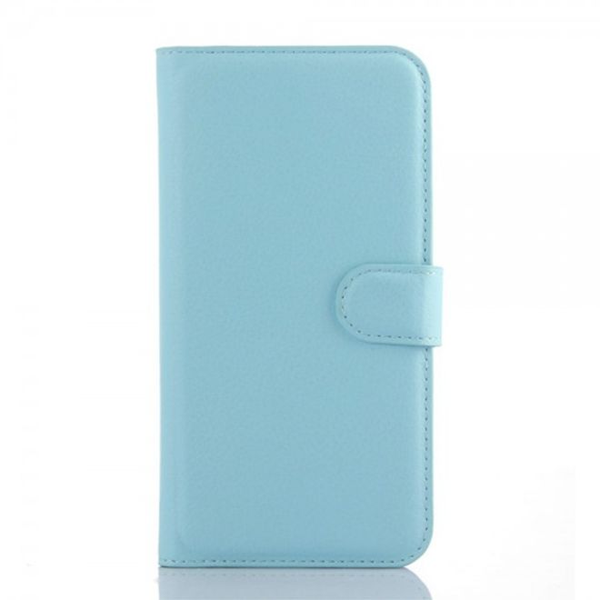 Alcatel One Touch Idol 3 5.5 Leder Case mit Litchitextur und Kreditkartenslots - blau