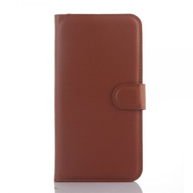 Alcatel One Touch Idol 3 5.5 Leder Case mit Litchitextur und Kreditkartenslots - braun