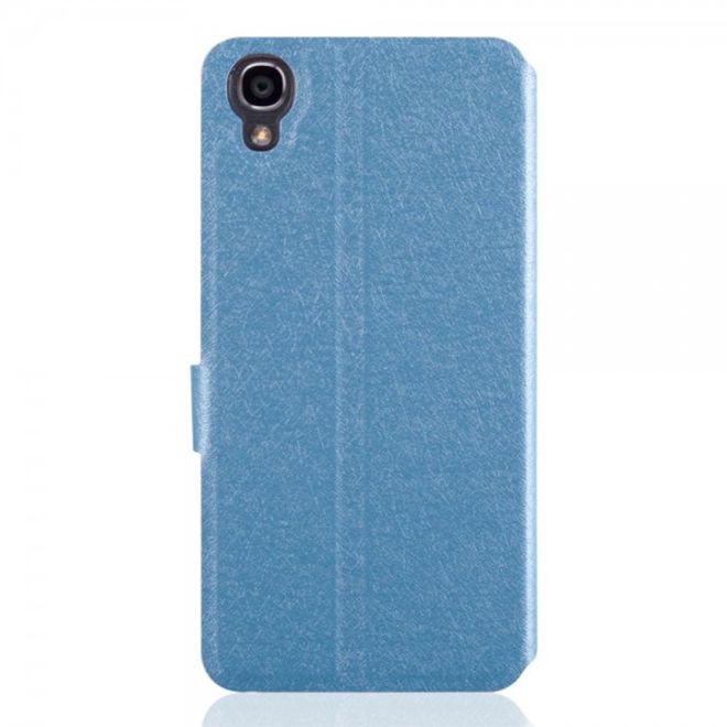 Alcatel One Touch Idol 3 5.5 Leder Case mit seidenartiger Textur und Standfunktion - hellblau