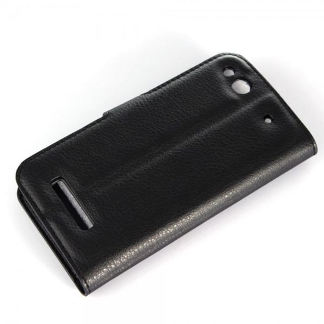 Alcatel One Touch Idol Alpha Leder Case mit Litchitextur und Standfunktion - schwarz