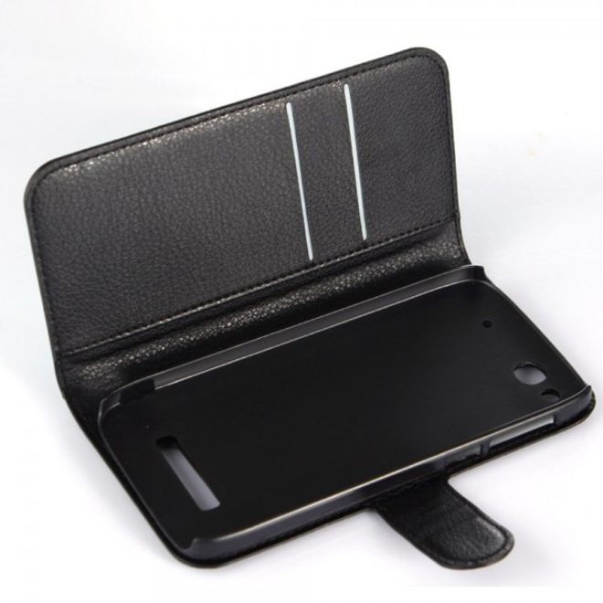 Alcatel One Touch Idol Alpha Leder Case mit Litchitextur und Standfunktion - schwarz