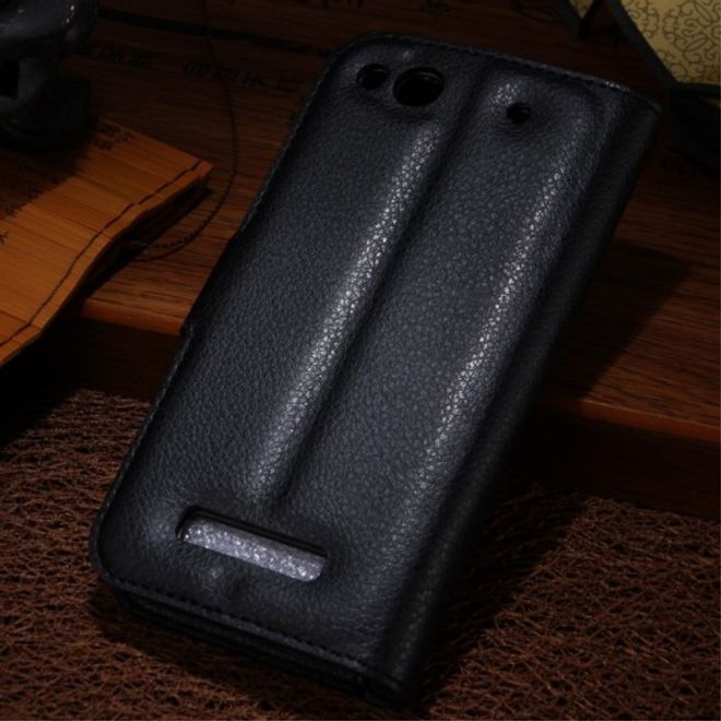 Alcatel One Touch Idol Alpha Leder Case mit Litchitextur und Standfunktion - schwarz
