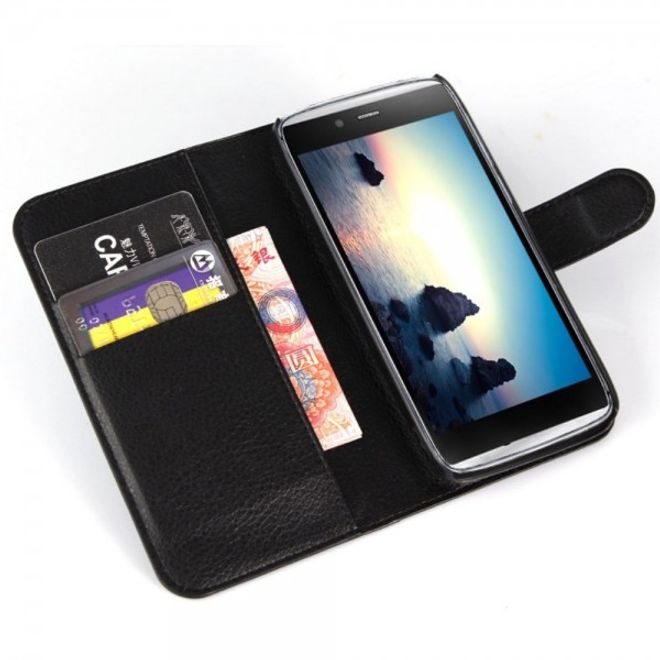 Alcatel One Touch Idol Alpha Leder Case mit Litchitextur und Standfunktion - schwarz