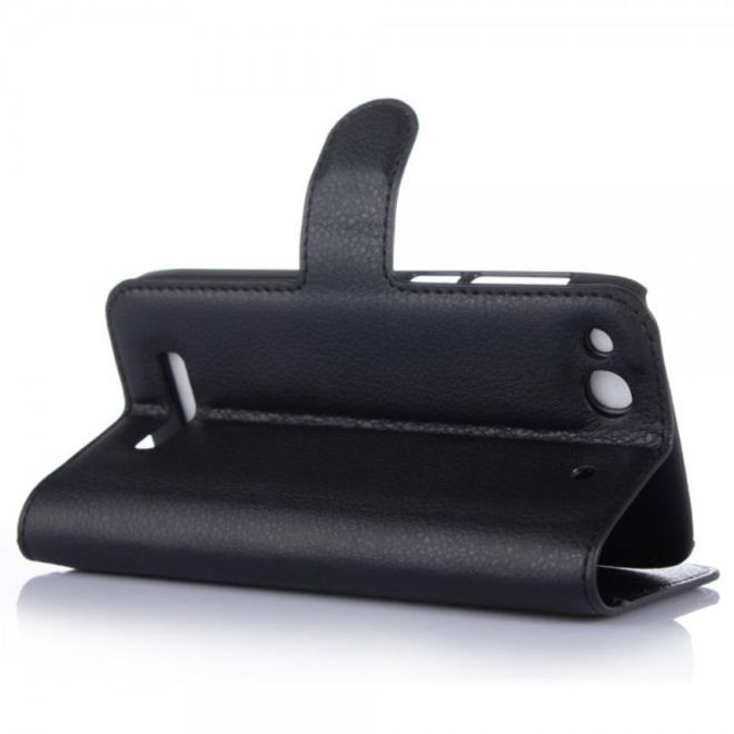 Alcatel One Touch Idol Alpha Leder Case mit Litchitextur und Standfunktion - schwarz