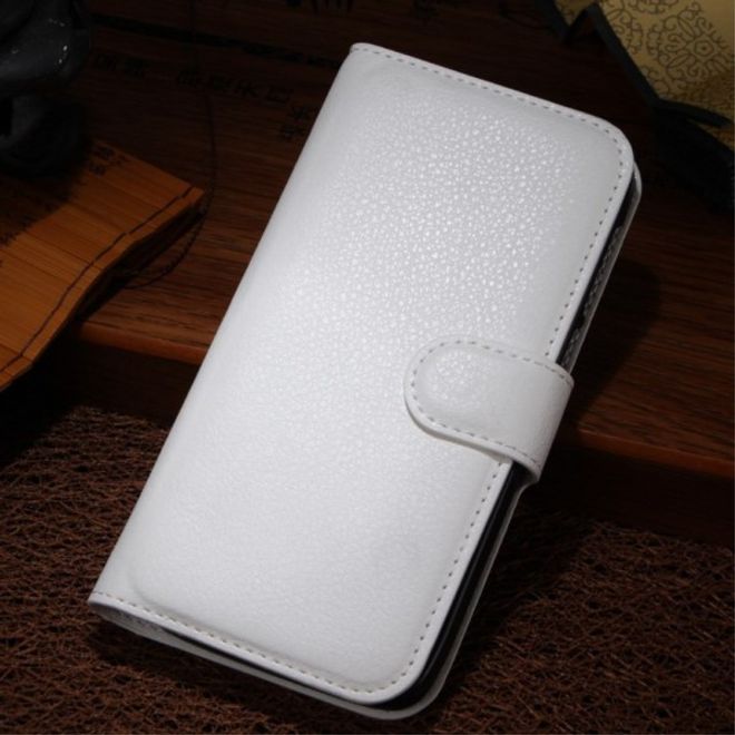 Alcatel One Touch Idol Alpha Leder Case mit Litchitextur und Standfunktion - weiss