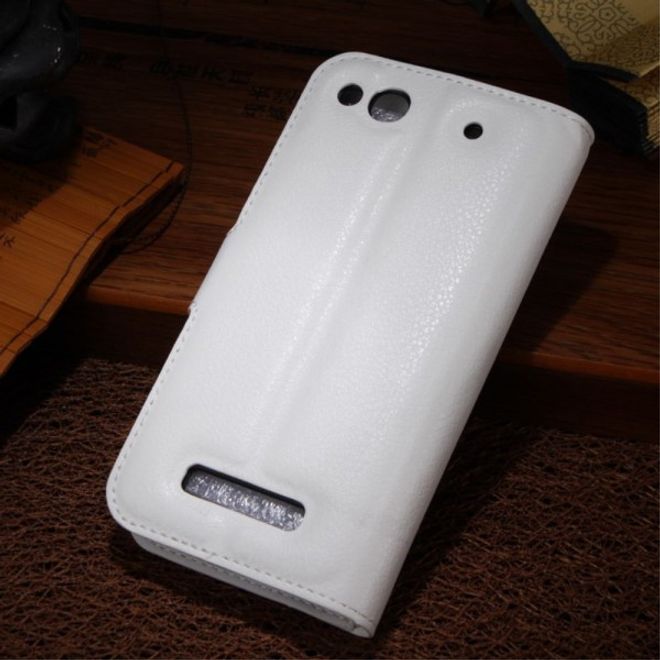 Alcatel One Touch Idol Alpha Leder Case mit Litchitextur und Standfunktion - weiss