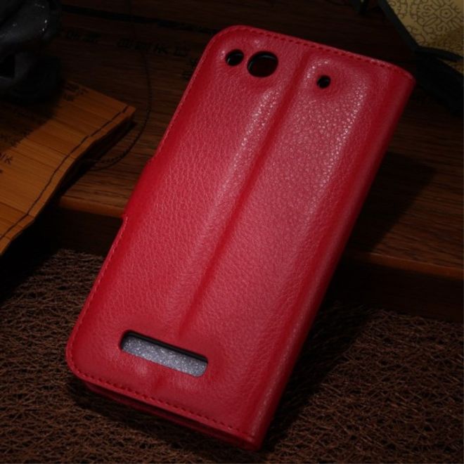 Alcatel One Touch Idol Alpha Leder Case mit Litchitextur und Standfunktion - rot