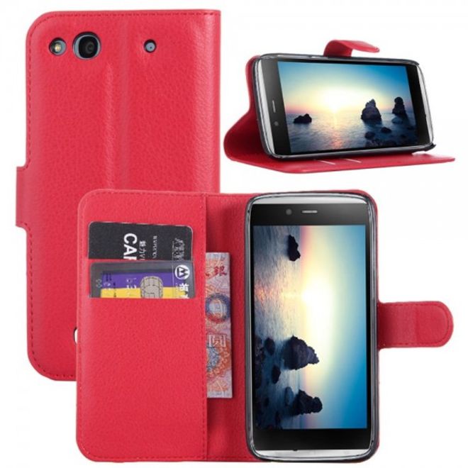 Alcatel One Touch Idol Alpha Leder Case mit Litchitextur und Standfunktion - rot