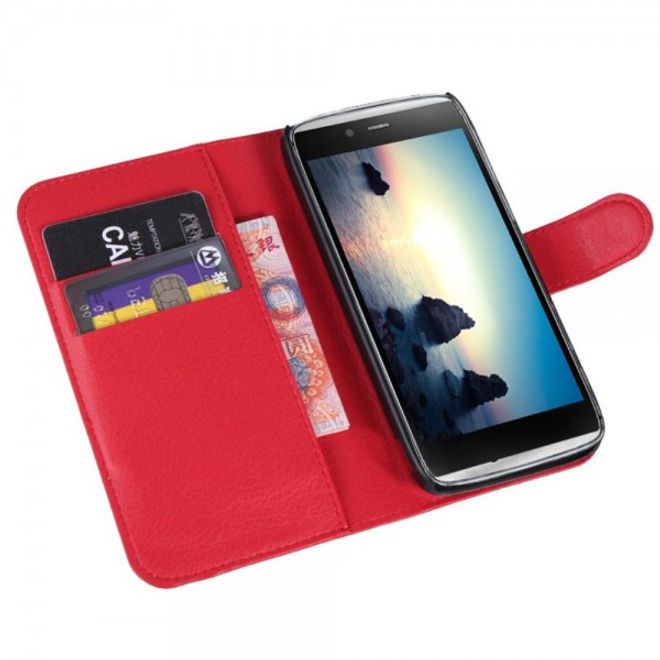 Alcatel One Touch Idol Alpha Leder Case mit Litchitextur und Standfunktion - rot