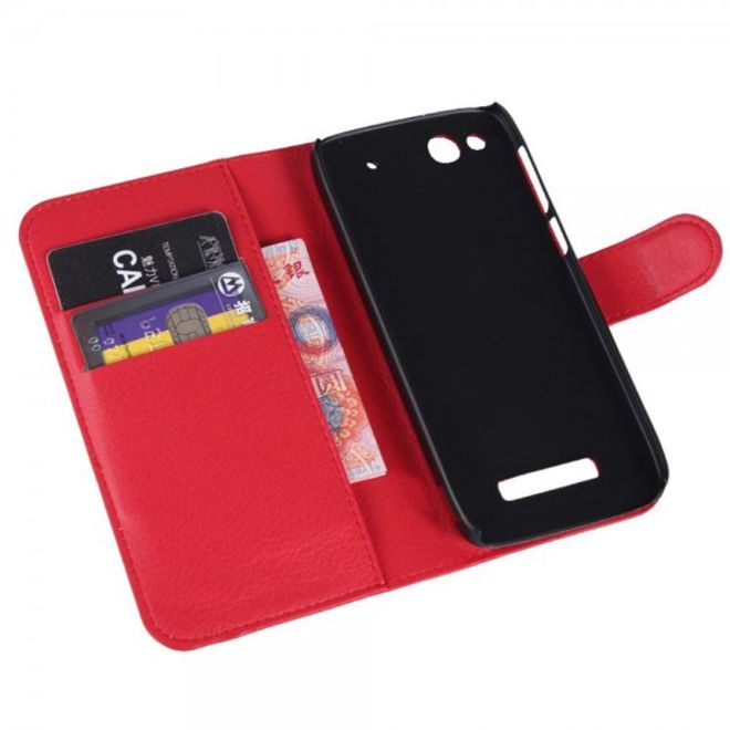 Alcatel One Touch Idol Alpha Leder Case mit Litchitextur und Standfunktion - rot