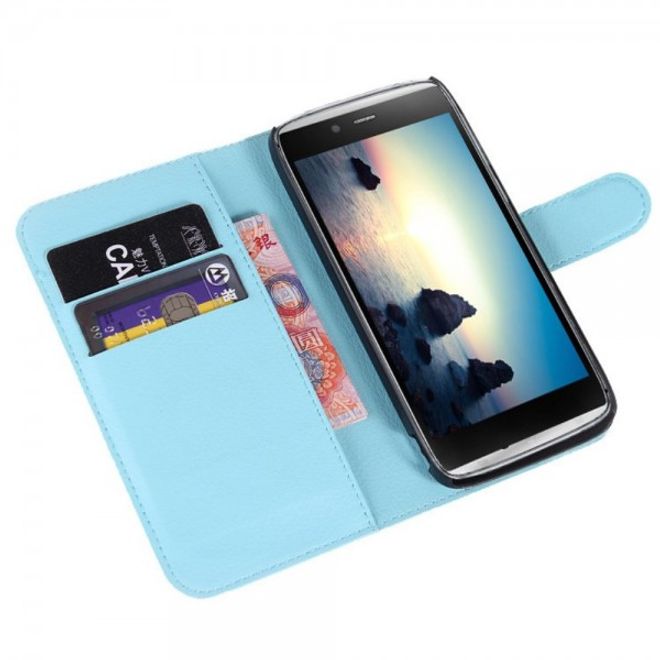 Alcatel One Touch Idol Alpha Leder Case mit Litchitextur und Standfunktion - blau