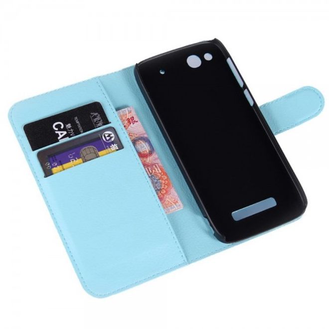 Alcatel One Touch Idol Alpha Leder Case mit Litchitextur und Standfunktion - blau