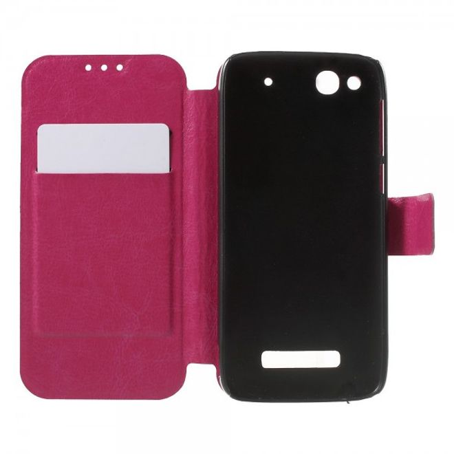 Alcatel One Touch Idol Alpha Crazy Horse Leder Case - rosa