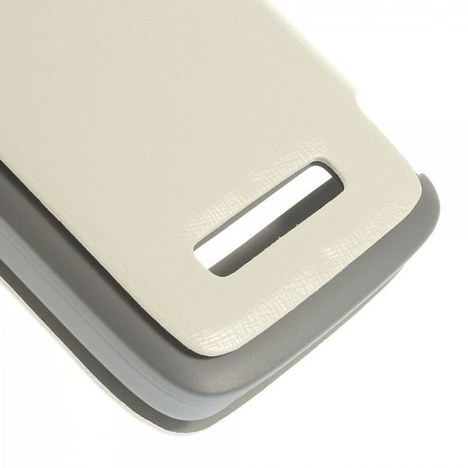 Alcatel One Touch Idol Alpha Leder Case mit riesigem Fenster und Standfunktion - weiss