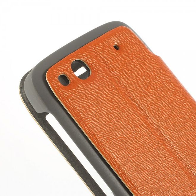 Alcatel One Touch Idol Alpha Leder Case mit riesigem Fenster und Standfunktion - orange