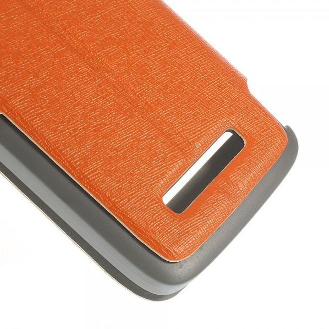 Alcatel One Touch Idol Alpha Leder Case mit riesigem Fenster und Standfunktion - orange