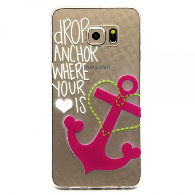 Galaxy S6 Edge Plus Geprägtes, elastisches Plastik Case mit Anker und Schriftzug