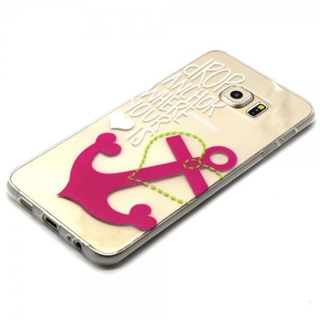 Galaxy S6 Edge Plus Geprägtes, elastisches Plastik Case mit Anker und Schriftzug
