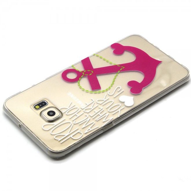 Galaxy S6 Edge Plus Geprägtes, elastisches Plastik Case mit Anker und Schriftzug