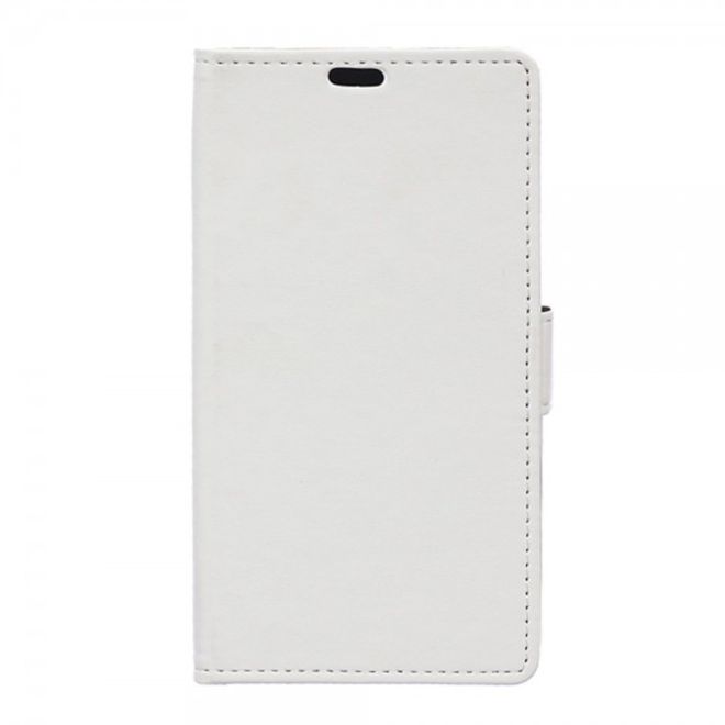 Huawei Honor 7 Schlichtes Leder Flip Case mit Standfunktion - weiss