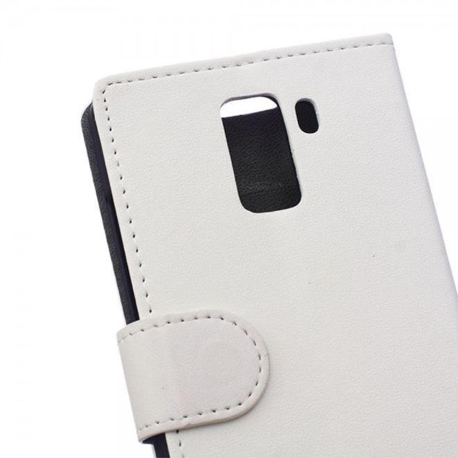 Huawei Honor 7 Schlichtes Leder Flip Case mit Standfunktion - weiss