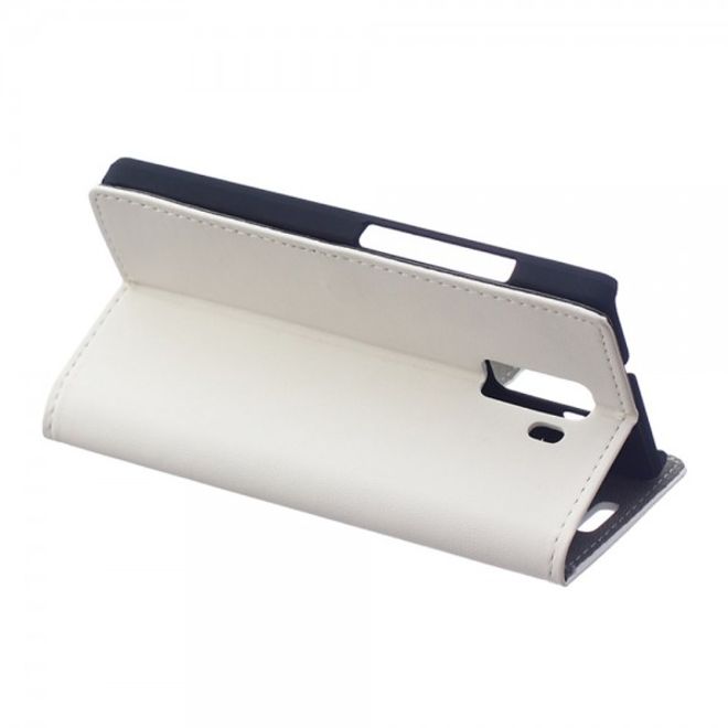 Huawei Honor 7 Schlichtes Leder Flip Case mit Standfunktion - weiss