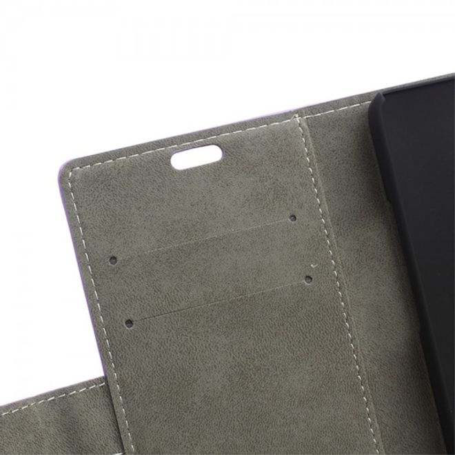 Huawei Honor 7 Schlichtes Leder Flip Case mit Standfunktion - weiss