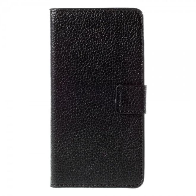 Huawei Honor 7 Modisches Leder Case mit Litchitextur und Standfunktion - schwarz