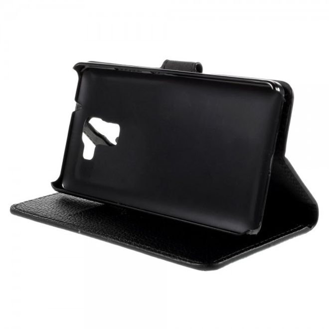 Huawei Honor 7 Modisches Leder Case mit Litchitextur und Standfunktion - schwarz