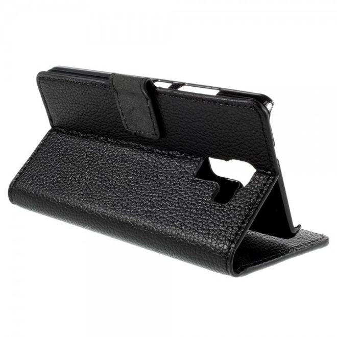 Huawei Honor 7 Modisches Leder Case mit Litchitextur und Standfunktion - schwarz