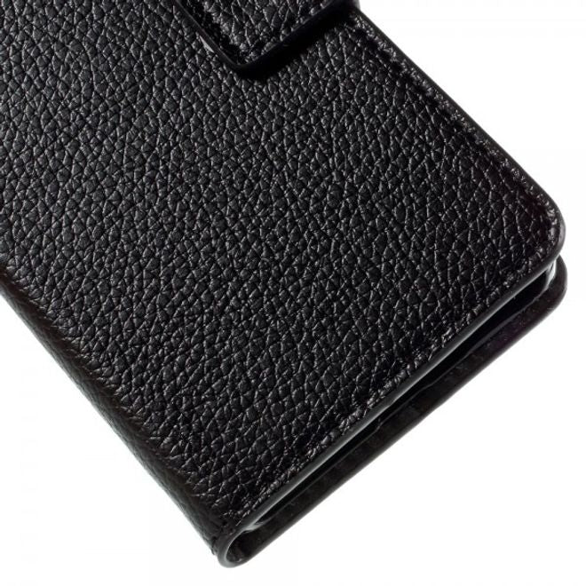 Huawei Honor 7 Modisches Leder Case mit Litchitextur und Standfunktion - schwarz