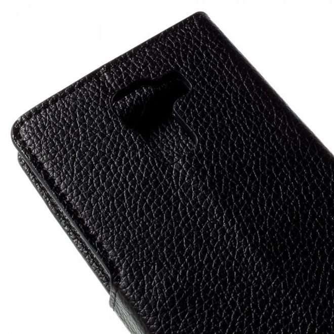 Huawei Honor 7 Modisches Leder Case mit Litchitextur und Standfunktion - schwarz