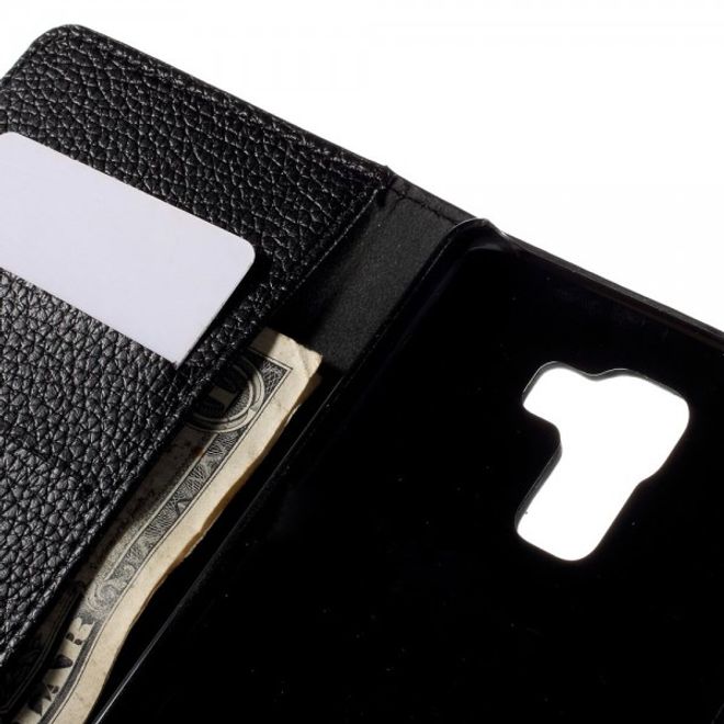 Huawei Honor 7 Modisches Leder Case mit Litchitextur und Standfunktion - schwarz