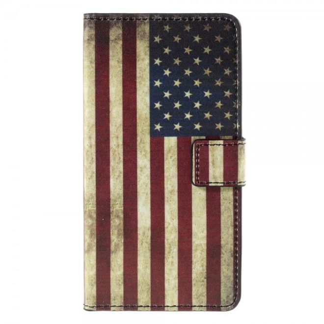 Huawei Honor 7 Leder Case mit USA Flagge retro-style