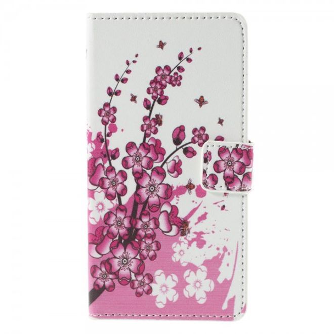Huawei Honor 7 Leder Case mit pinken Blumen