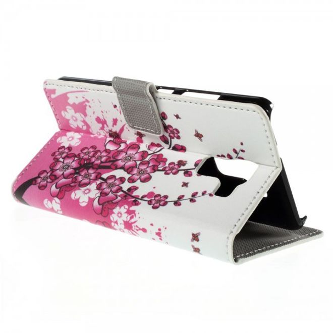Huawei Honor 7 Leder Case mit pinken Blumen