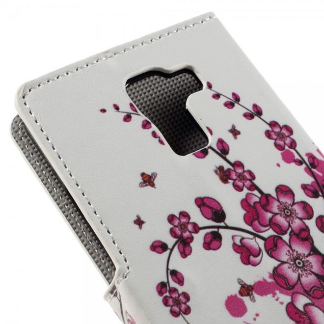 Huawei Honor 7 Leder Case mit pinken Blumen