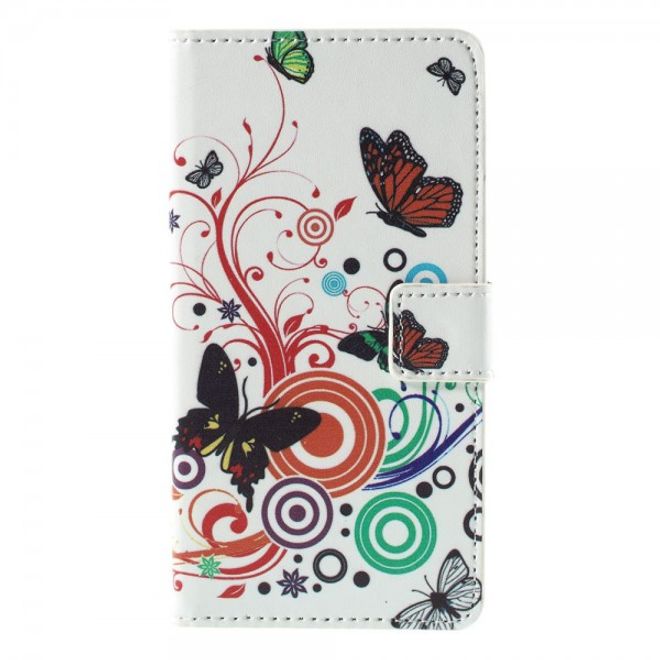 Huawei Honor 7 Leder Case mit Schmetterlingen und Kreisen