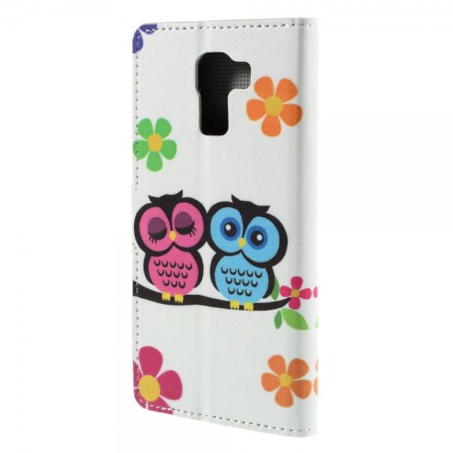 Huawei Honor 7 Leder Case mit verliebtem Eulenpärchen