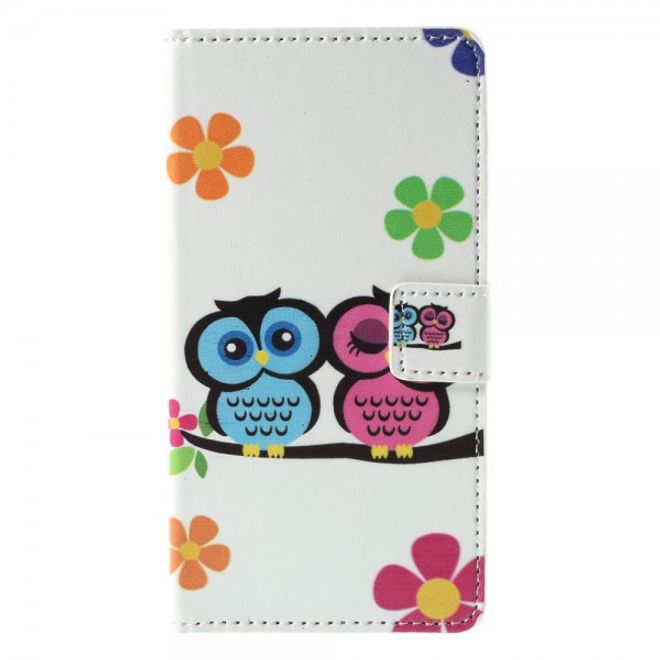 Huawei Honor 7 Leder Case mit verliebtem Eulenpärchen
