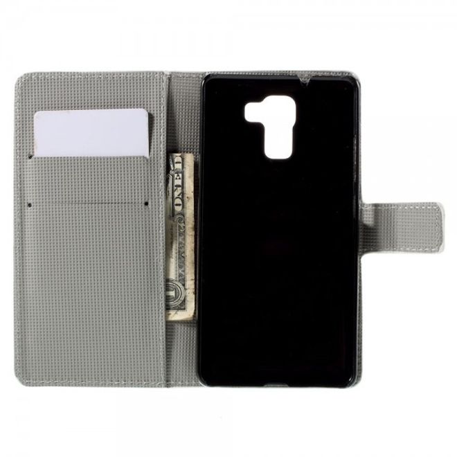 Huawei Honor 7 Leder Case mit verliebtem Eulenpärchen