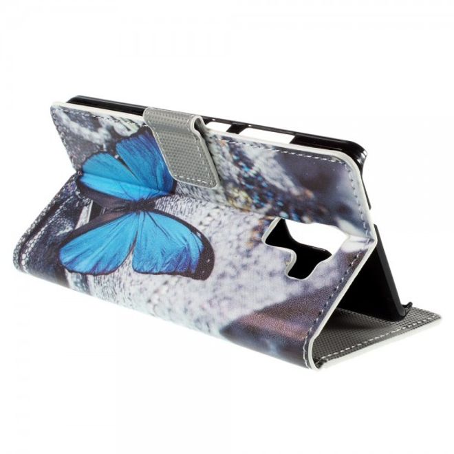 Huawei Honor 7 Leder Case mit wunderschönem, blauem Schmetterling