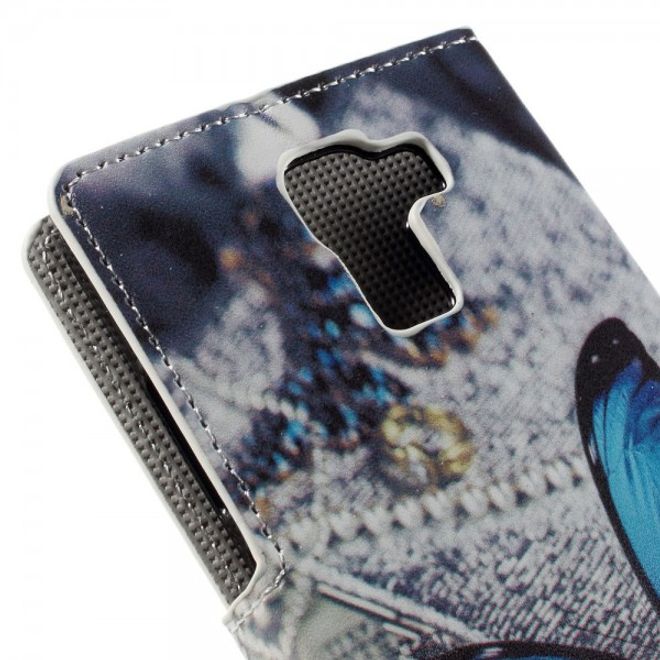 Huawei Honor 7 Leder Case mit wunderschönem, blauem Schmetterling