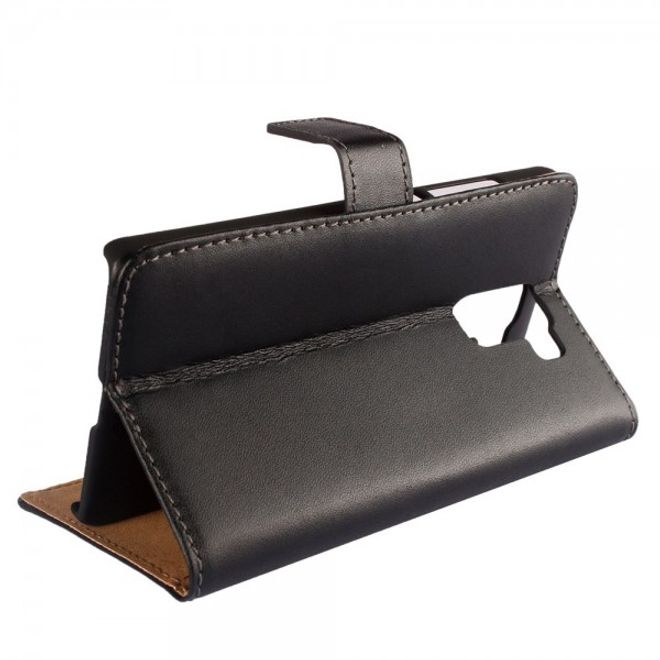 Huawei Honor 7 Echtes Spaltleder Case mit Standfunktion - schwarz