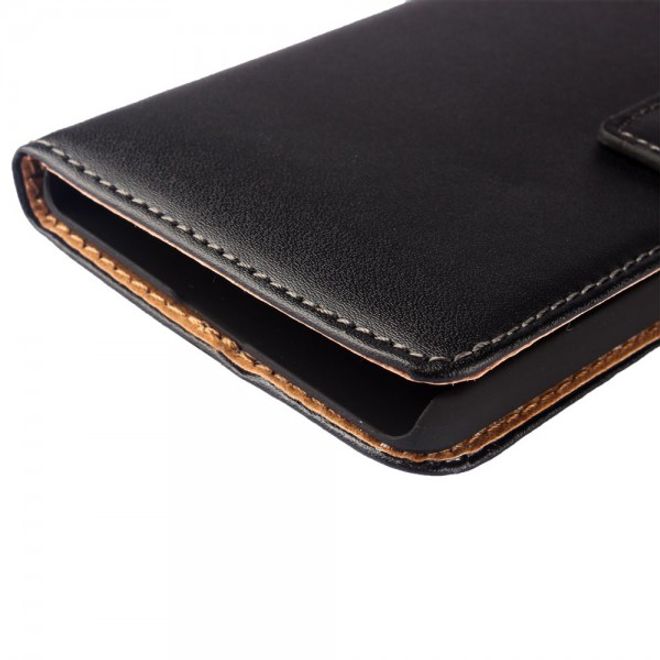 Huawei Honor 7 Echtes Spaltleder Case mit Standfunktion - schwarz