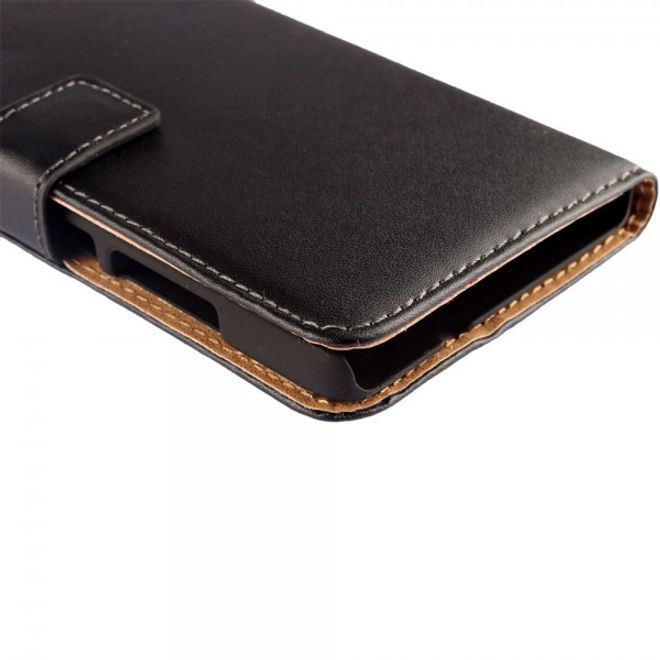 Huawei Honor 7 Echtes Spaltleder Case mit Standfunktion - schwarz