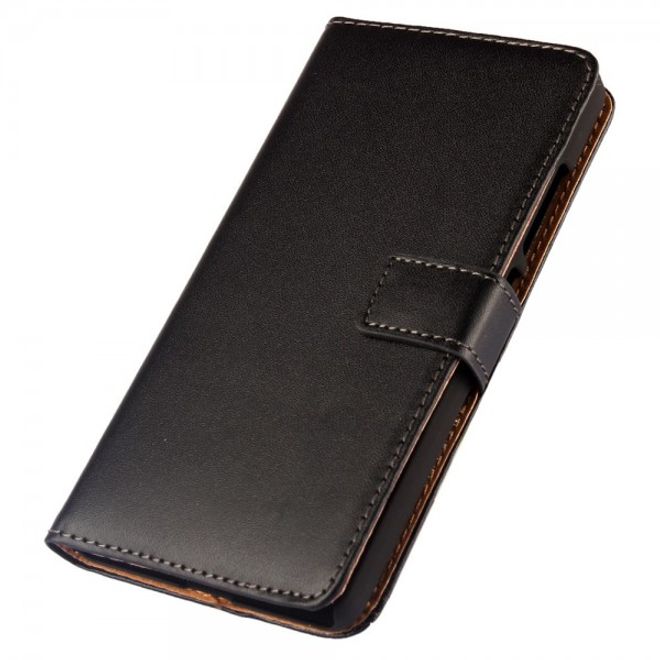 Huawei Honor 7 Echtes Spaltleder Case mit Standfunktion - schwarz