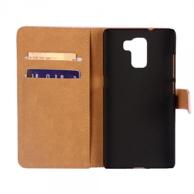 Huawei Honor 7 Echtes Spaltleder Case mit Standfunktion - schwarz